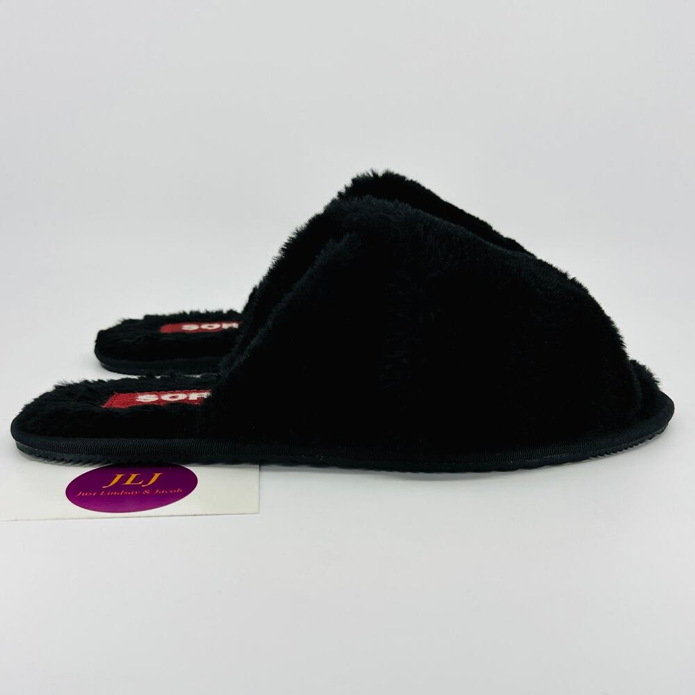 Sorel Women's Go - Mail Run Black Fluffy Slide Slippers NL3724-010 Size 8